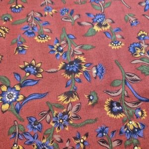 Purple Yellow Flowers on Rust Floral Fabric Karen Jarrar Marcus Brothers 2 Yards